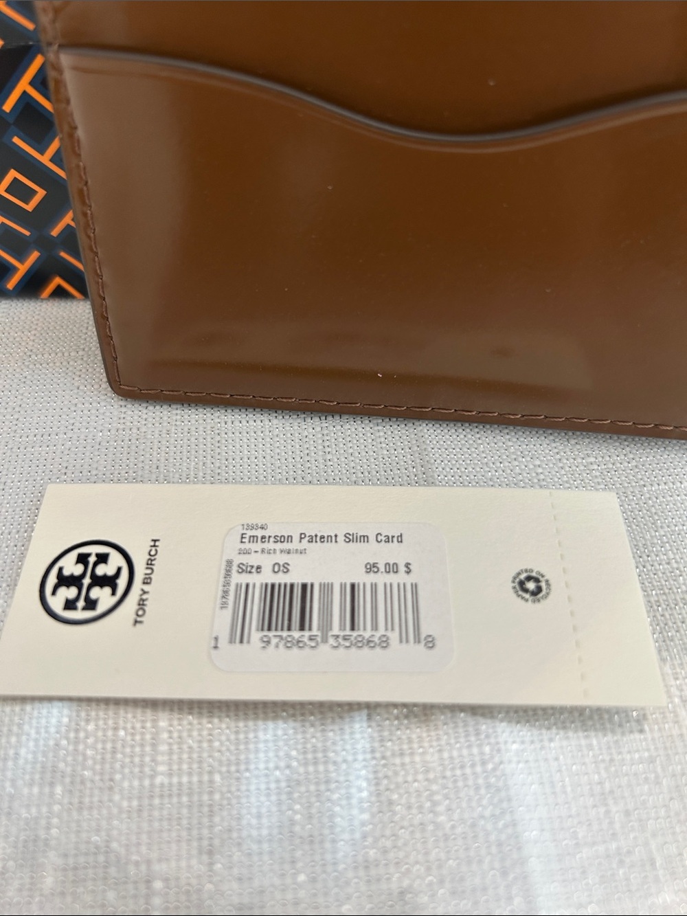 Tory Burch Emerson Patent Slim Card Case - Brown BNWT - Picture 5 of 8